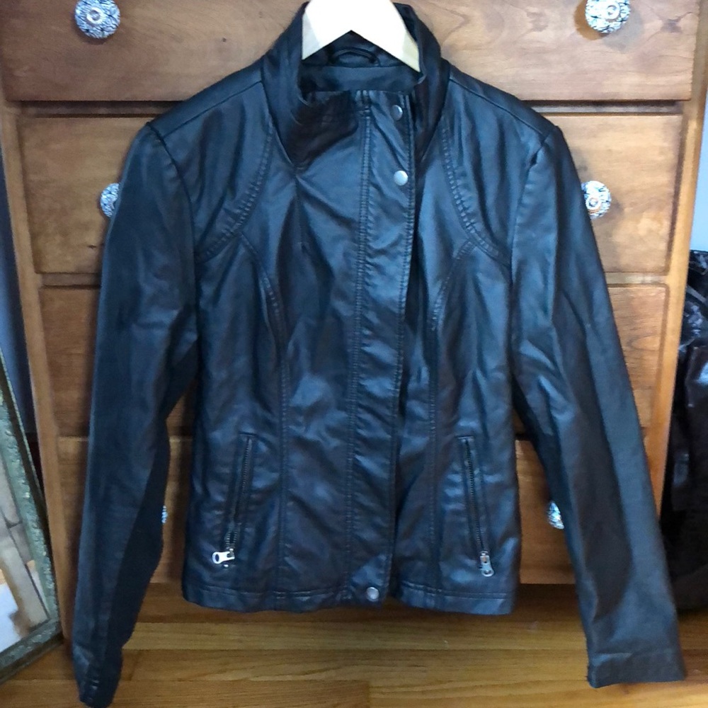 RD Styles black Faux Leather and Knit Jacket
